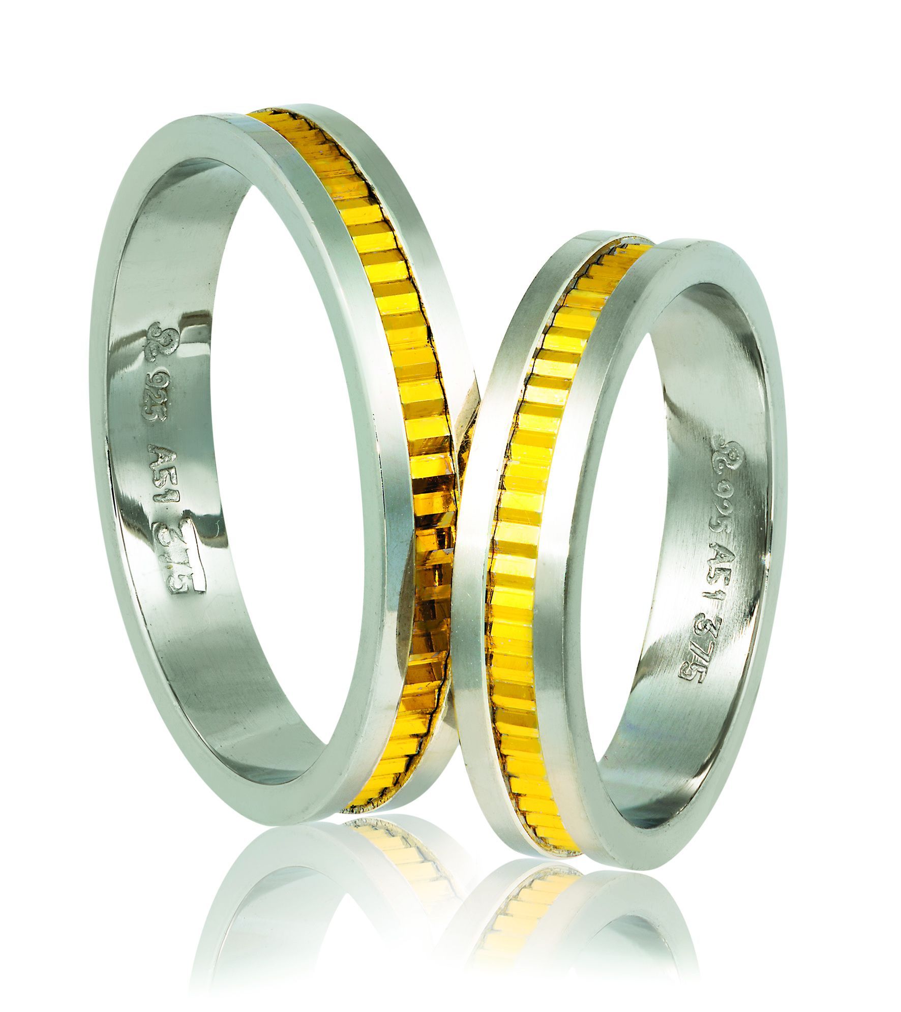White gold & gold wedding rings 4.3mm (codeA518)
